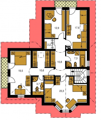 Image miroir | Plan de sol du premier étage - PORTO 29